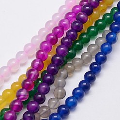 Color mezclado Ágata natural de hebras, teñido, rondo, color mezclado, 6 mm, agujero: 1 mm, sobre 62 unidades / cadena, 14.8 pulgada