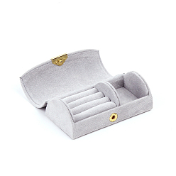 Белый Дым Арочные бархатные ящики для хранения ювелирных изделий, портативный дорожный футляр с застежкой-молнией, для держателя кольца для серег, подарок для женщин, серый, 5.6x10.2x3.5 см