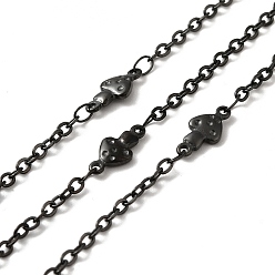 Electrophoresis Black 304 Stainless Steel Mushroom Link Chains, with Spool, Soldered, Electrophoresis Black, 11.5x5.5x1.7mm, 2.5x2x0.3mm, about 32.81 Feet(10m)/Roll