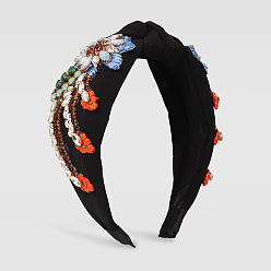Black Hair Accessories, Fabrics Hair Bands, with Zinc Alloy and Embroidery, Black, 155x135x40mm