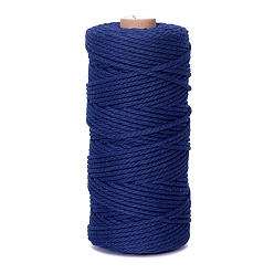 Midnight Blue 100M Round Cotton Braided Cord, for DIY Handmade Tassel Embroidery Craft, Midnight Blue, 3mm, about 109.36 Yards(100m)/Roll