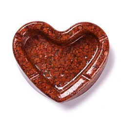 Red Jasper Resin with Natural Red Jasper Chip Stones Ashtray, Home OFFice Tabletop Decoration, Heart, 103x121x27mm, Inner Diameter: 96x60mm