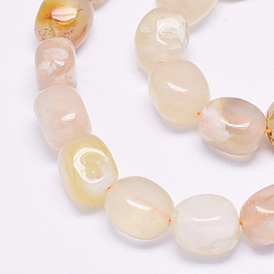 Cherry Blossom Agate Natural Cherry Blossom Agate Beads Strands, Tumbled Stone, Nuggets, 14~16x10~14mm, Hole: 1.2mm, about 24~26pcs/strand, 15.5 inch
