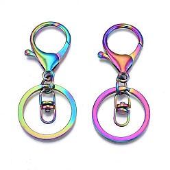 Rainbow Color Покрытие для ключей из сплава радужного цвета, брелок для ключей, с застежками-клешнями и поворотными застежками, без кадмия, без никеля и без свинца, 69 мм