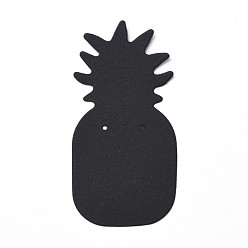 Noir Cartes d'affichage de boucles d'oreilles en carton, ananas, noir, 64x32x0.3mm, Trou: 1.2mm