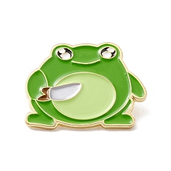 Verde Pin de esmalte de rana, insignia de aleación animal para ropa de mochila, dorado, verde, 21x28x2 mm, pin: 1 mm