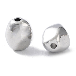 Platine Crémaillère perles en alliage placage, ovale irrégulier, platine, 8x7x6mm, Trou: 1.2mm