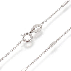 Platinum Rhodium Plated 925 Sterling Silver Cable Chain Necklaces, with Spring Ring Clasps, Platinum, 17.7 inch(45cm)