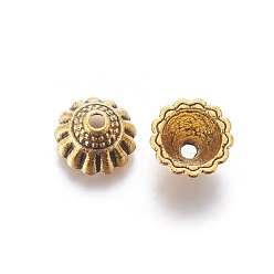 Antique Golden Tibetan Style Alloy Bead Caps, Lead Free and Cadmium Free, Antique Golden, 10x5.5mm, Hole: 1.5mm