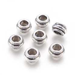 Antique Silver Tibetan Style Spacer Beads, Cadmium Free & Nickel Free & Lead Free, Rondelle, Antique Silver, 12x7mm, Hole: 6.5mm