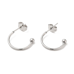 Stainless Steel Color 304 Stainless Steel Stud Earring, Half Hoop Ear Stud, Stainless Steel Color, 15x3x20mm