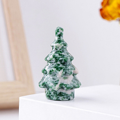 Jade de Qinghai Estatua de árbol de navidad de jade qinghai natural, para la decoración de la pantalla del escritorio del hogar, 35~40x20~25 mm
