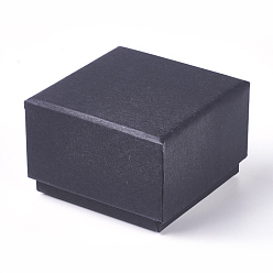 Черный Красно-бумажные картонные шкатулки для драгоценностей, кольцевая коробка, квадратный, чёрные, 5.7x5.7x3.7 см