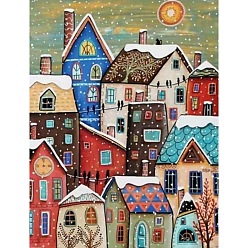 Colorful House DIY Diamond Painting Kit, Including Resin Rhinestones Bag, Diamond Sticky Pen, Tray Plate and Glue Clay, Colorful, 400x300mm