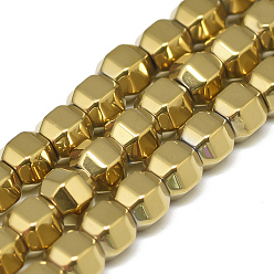 Light Gold Plated Electroplate Non-magnetic Synthetic Hematite Beads Strands, Lantern, Light Gold Plated, 5x6x5mm, Hole: 2mm, about 81pcs/strand, 15.7 inch