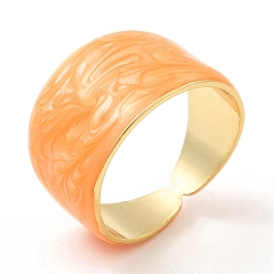 Naranja Anillos de puño abiertos con banda lisa esmaltada, joyas de latón chapado en oro real 18k para mujer, naranja, tamaño de EE. UU. 7 1/4 (17.5 mm)