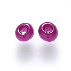 Rouge Violet Moyen 6/0 perles de rocaille rondes en verre de peinture de cuisson, support violet rouge, 4~5x3~4mm, trou: 1~2 mm, environ 4500 pièces / livre