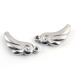 Stainless Steel Color 201 Stainless Steel Wing Charms, Stainless Steel Color, 12x18x4mm, Hole: 1.5mm