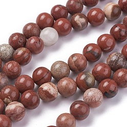 Rouge Rouge naturel perles de jaspe brins, ronde, classe ab, rouge, 8mm, Trou: 1mm, Environ 48 pcs/chapelet, 15.1 pouce