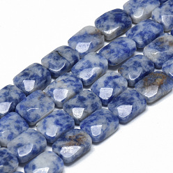 Punto Piedra Azul Hebras de cuentas de jaspe azul natural, facetados, Rectángulo, 11x8x5 mm, agujero: 1 mm, sobre 18 unidades / cadena, 7.8 pulgada