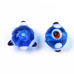 Royal Blue Handmade Bumpy Lampwork Beads, Royal Blue, 10~11x11~12x7~8mm, Hole: 1.4~1.6mm