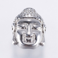 Stainless Steel Color 304 Stainless Steel Beads, Buddha, Stainless Steel Color, 14x11x6mm, Hole: 2.5mm