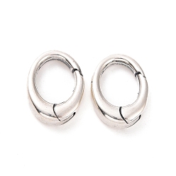 Antique Silver 925 Sterling Silver Spring Gate Rings, Oval, Antique Silver, 12.5x9.5x3mm, Inner Diameter: 8x6mm