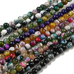 Mixed Color Natural Weathered Agate Faceted Round Beads Strands, Dyed, Grade A, Mixed Color, 10mm, Hole: 1mm, about 37pcs/strand, 15 inch