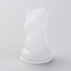 Blanco Molde de silicona de ajedrez, juegos familiares moldes de fundición de resina epoxi, para niños diy juego de mesa para adultos, caballero, blanco, 45x29 mm, diámetro interior: 22 mm