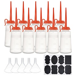 White Plastic Glue Bottles, Plastic Funnel Hopper and Chalkboard Sticker Labels, White, 19.5cm, Capacity: 150ml