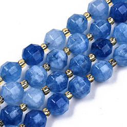 Bleu Royal Brins de perles de dolomite naturelles, facette, teint, ronde, bleu royal, 8x8mm, Trou: 1.2mm, Environ 33 pcs/chapelet, 15.16 pouces~15.35 pouces (38.5cm~39cm)