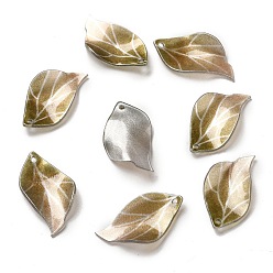 Olive Acrylic Pendants, Leaf, Olive, 26~27x14~15x3~4mm, Hole: 1~1.4mm