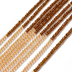 Saddle Brown 2 Colors Transparent Glass Beads Strands, Segmented Multi-color Beads, Faceted, Round, Saddle Brown, 2mm, Hole: 0.5~0.6mm, about 184~211pcs/strand, 15.28~15.75 inch(38.8~40cm)