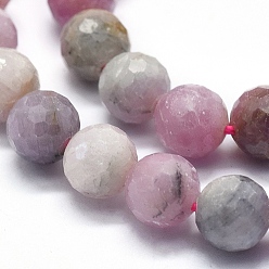 Ruby Natural Ruby/Red Corundum Beads Strands, Faceted, Round, 8mm, Hole: 1mm, about 49pcs/Strand, 15.55 inch(39.5cm)