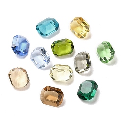 Mixed Color Pointed Back Glass Rhinestone Cabochons, Rectangle, Faceted, Mixed Color, 10x8x4.5~5mm