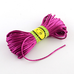 Средний Фиолетово-красный Атласный шнур из полиэстера, для китайского вязания, изготовление ювелирных изделий, средне фиолетовый красный, 2 мм, около 21.87 ярдов (20 м) / пачку, 6 связки / сумка