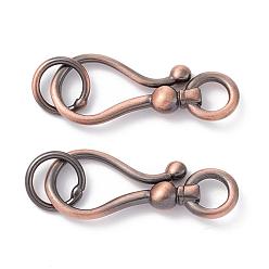 Red Copper Brass Hook and Eye Clasps, Red Copper, 42x13mm