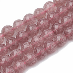 Cuarzo Fresa Perlas de cuarzo natural de fresa hebras, rondo, 8 mm, agujero: 1.5 mm, sobre 50 unidades / cadena, 14.96 pulgada