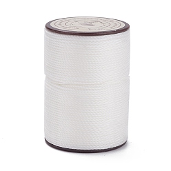 Blanc Fumé Ficelle ronde en fil de polyester ciré, cordon micro macramé, cordon torsadé, pour la couture de cuir, fumée blanche, 0.8mm, environ 54.68 yards (50m)/rouleau