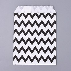 Black Kraft Paper Bags, No Handles, Food Storage Bags, White, Wave Pattern, Black, 18x13cm