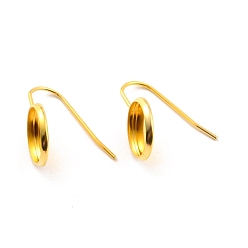 Real 18K Gold Plated 304 Stainless Steel Earring Hooks, with Cabochon Settings, Flat Round, Real 18K Gold Plated, 20mm, 21 Gauge, Pin: 0.7mm, Tray: 10mm