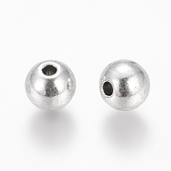 Antique Silver Tibetan Style Alloy Beads, Cadmium Free & Nickel Free & Lead Free, Round, Antique Silver, 7.5mm, Hole: 2.5mm