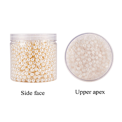 Beige Perlas redondas de perlas de imitación de plástico abs, teñido, sin agujero / sin perforar, crema, 8 mm, Sobre 1500 unidades / caja