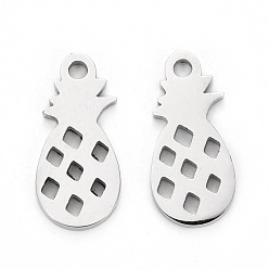 Stainless Steel Color 304 Stainless Steel Charms, Laser Cut, Pineapple, Stainless Steel Color, 11.5x5.5x1mm, Hole: 1.2mm