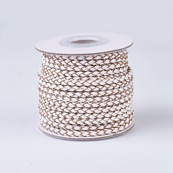 Кремово-белый Плетеные кожаные шнуры, круглые, кремово-белые, 3 мм, около 10 ярдов / рулон