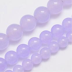 Lilac Natural & Dyed Malaysia Jade Bead Strands, Round, Lilac, 8mm, Hole: 1.0mm, about 48pcs/strand, 15 inch