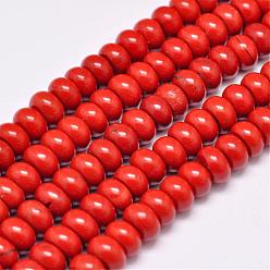 Roja Los granos rojos jaspe hebras naturales, Rondana plana, Grado A, rojo, 8x5 mm, agujero: 1 mm, sobre 75 unidades / cadena, 15.1 pulgada
