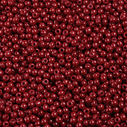 Roja India 11/0 calificar unas cuentas redondas de semillas de vidrio, pintura para hornear, piel roja, 2.3x1.5 mm, agujero: 1 mm, sobre 48500 unidades / libra