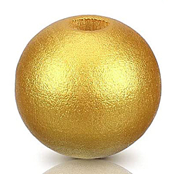 Verge D'or Perles de bois naturel peintes, ronde, verge d'or, 16mm, Trou: 4mm