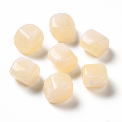 Navajo White Transparent Acrylic Beads, Two Tone, Cube, Navajo White, 11.5x11.5x8.5mm, Hole: 1.8mm, about: 855pcs/500g